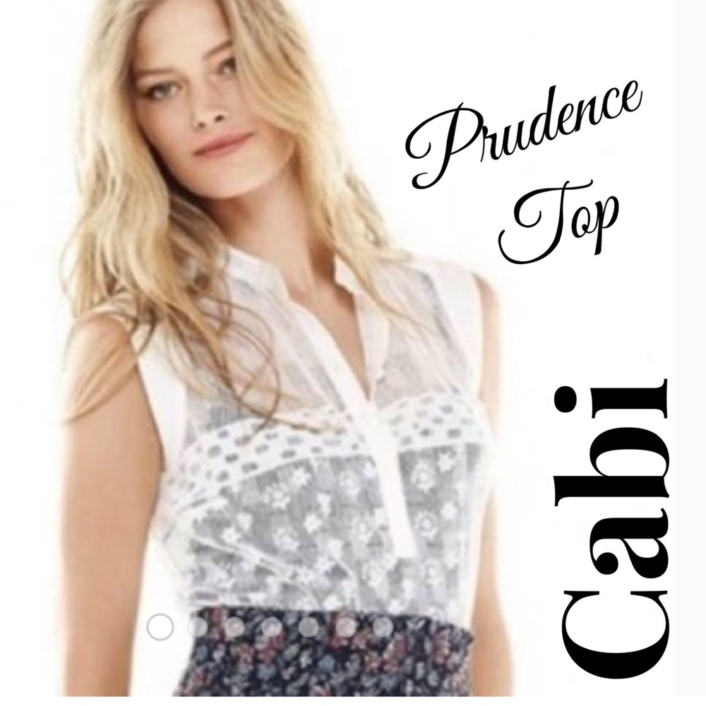Cabi #5201 Prudence Sheer White Lace Blouse - L